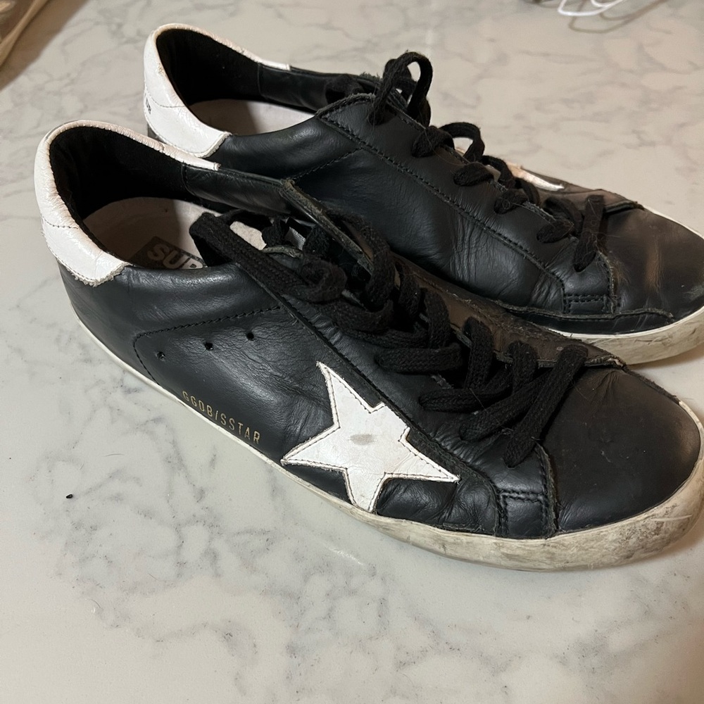 Golden Goose Black Superstar Bicolor Leather Low-Top Sneakers